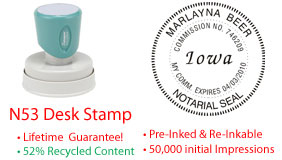 Iowa Round Notary Desk Stamp