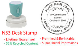 Wyoming Round Notary Desk Stamp